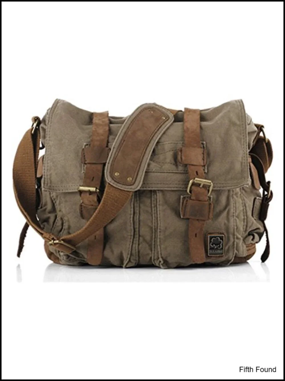 Military Vintage Leather Canvas Messenger Bag Laptop 17 Inch